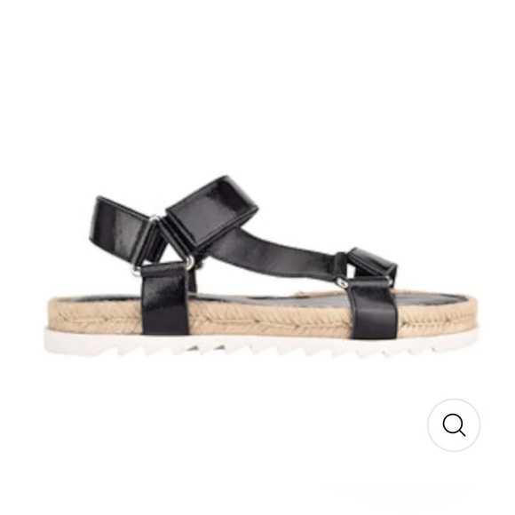 Marc Fisher Shoes - Marc Fisher - black patent leather espadrille sandals with rubber bottom, 8.5